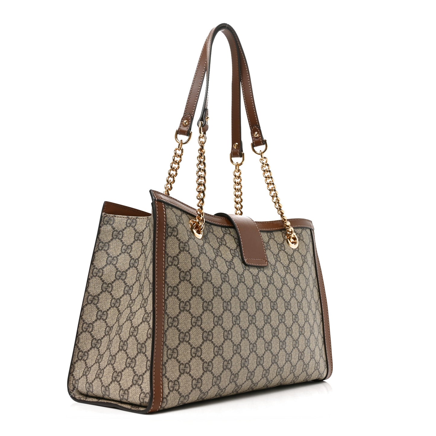 GG Supreme Monogram Medium Padlock Tote Beige Cuir