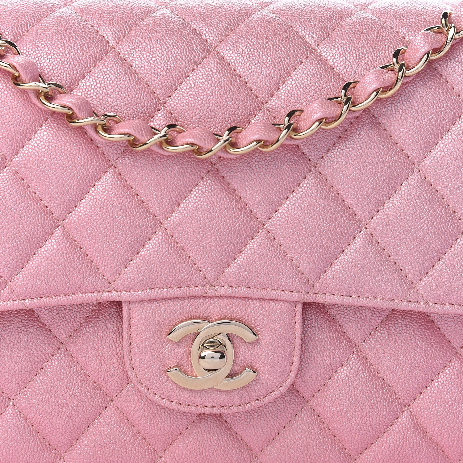 Chanel Iridescent Caviar Quilted Medium Double Flap Rose Pink 10 of 10