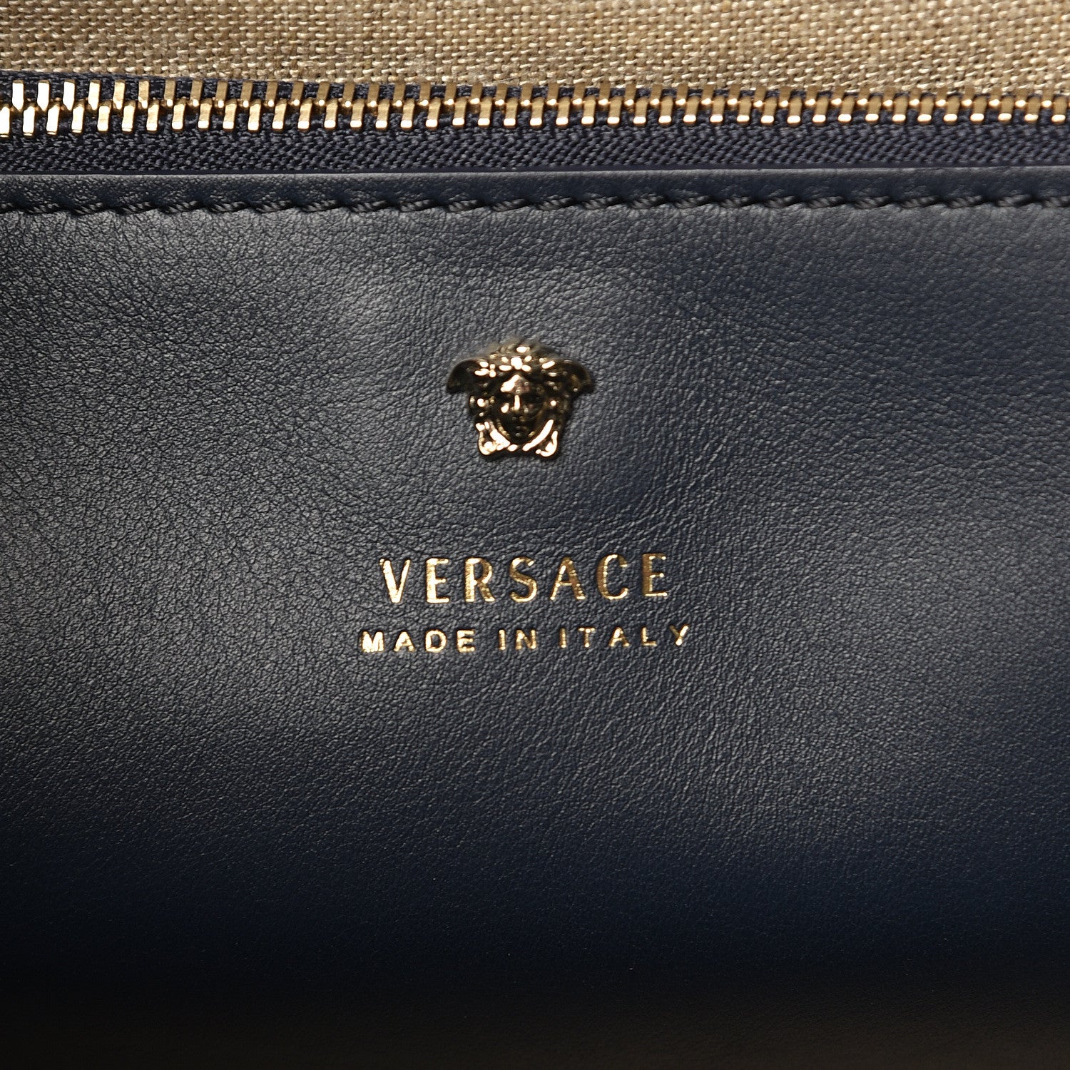 Versace Vitello Medium Palazzo Empire Bag Deep Blue 7 of 9
