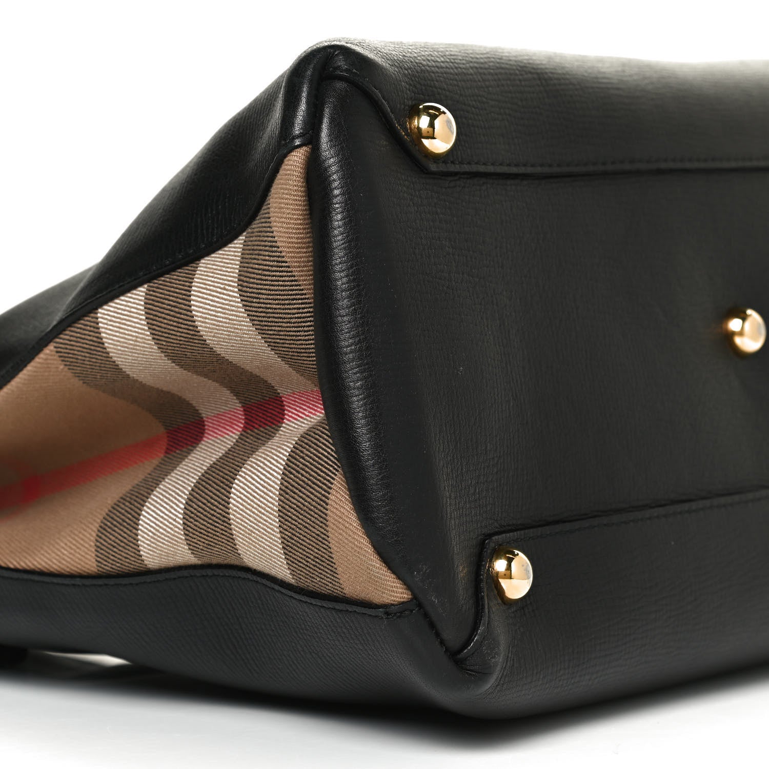 Burberry Grainy Calfskin House Check Medium Banner Tote Black 8 of 11