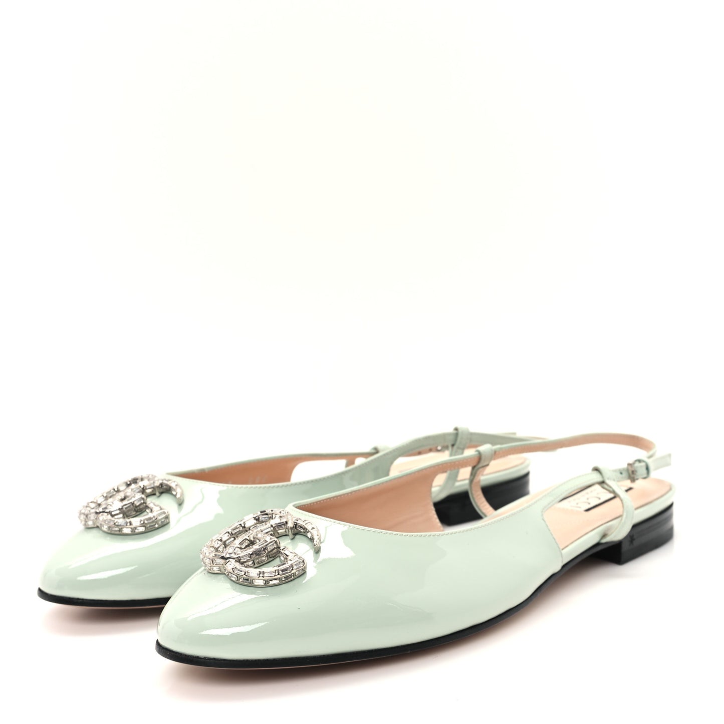 Vernice Crystal GG Ballet Flats 41 Salvy Green