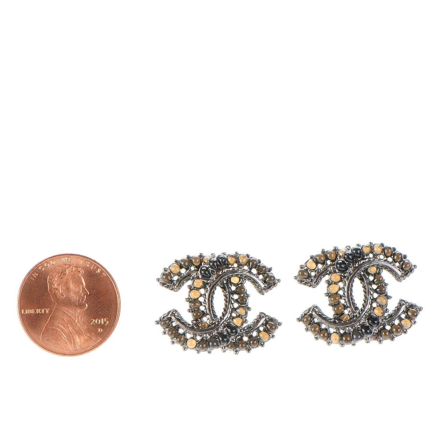 Ruthenium Resin Enamel CC Earrings Black