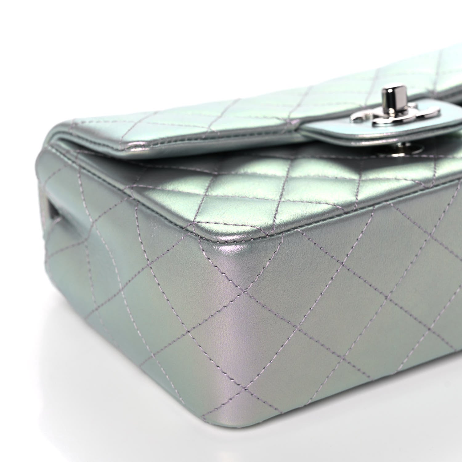 Chanel Iridescent Calfskin Quilted Mini Rectangular Flap Light Purple 9 of 12