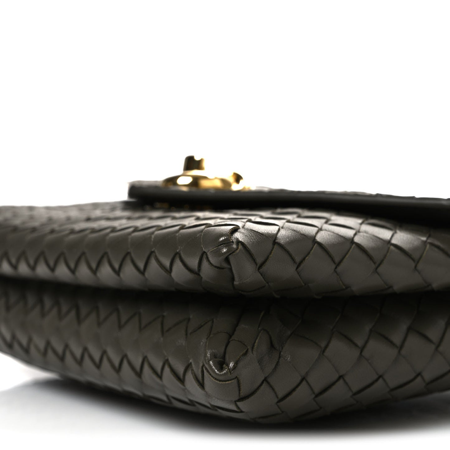 Nappa Intrecciato Knot Lock Top Handle Crossbody Bag Cypress