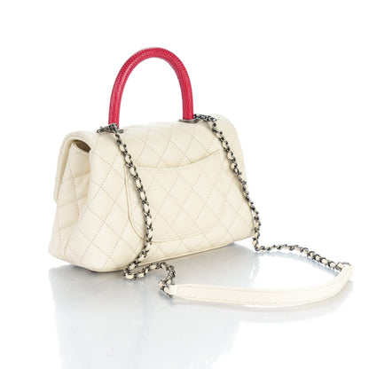 Chanel Caviar Lizard Quilted Mini Coco Handle Flap White 3 of 8