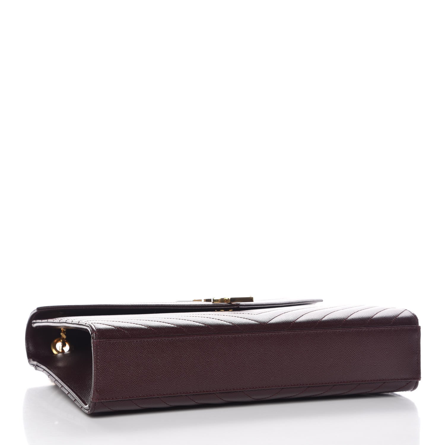 Saint Laurent Grain De Poudre Matelasse Chevron Large Monogram Satchel Rouge Legion 4 of 11