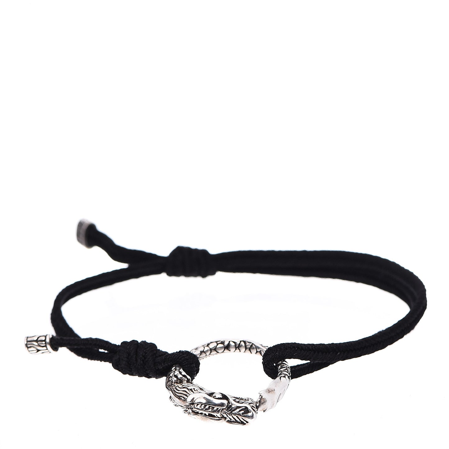 Sterling Silver Cord Naga Dragon Bracelet Black