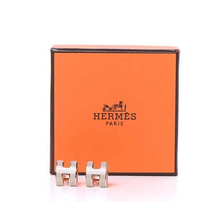 Hermes Rose Gold Lacquered Pop H Earrings Marron Glace 5 of 5