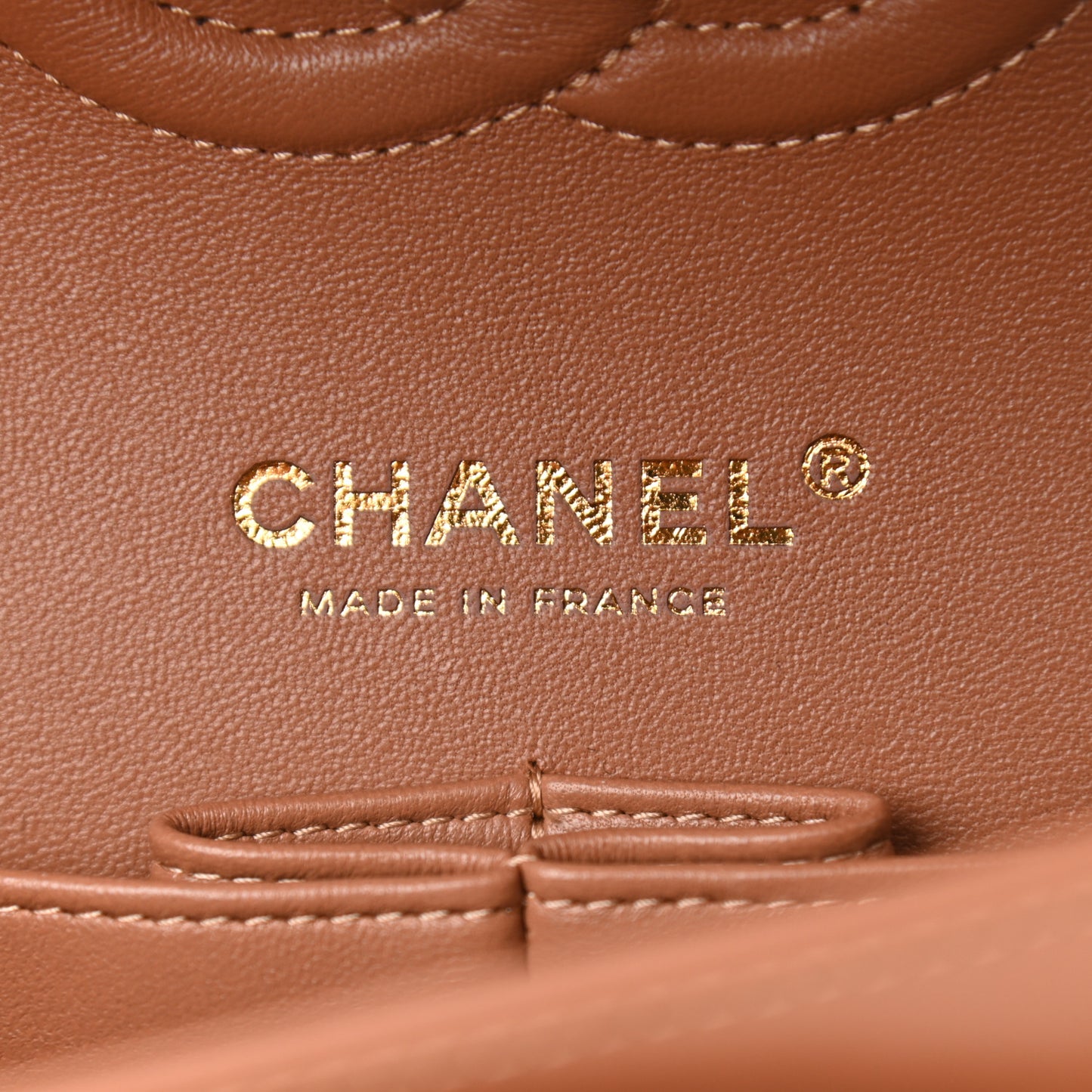 Lambskin Quilted Medium Double Flap Brown