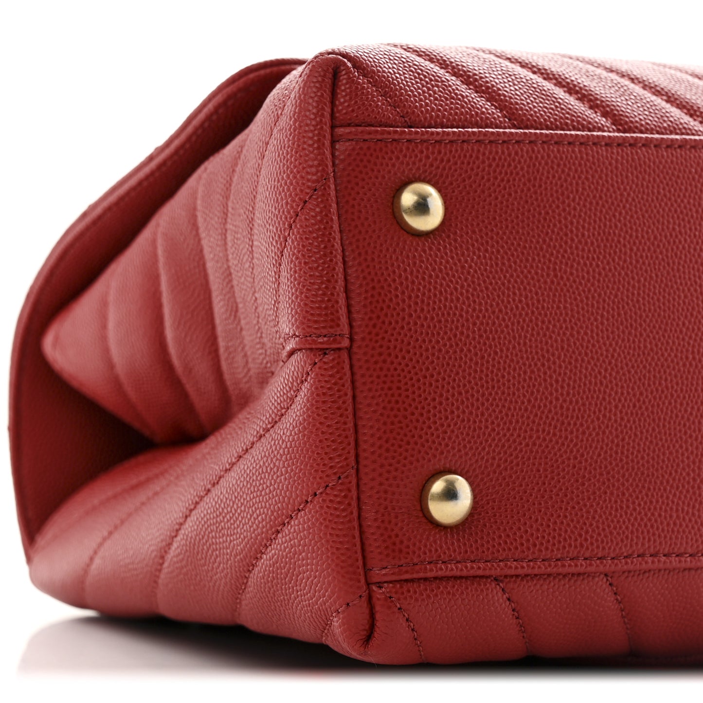 Caviar Chevron Quilted Small Coco Handle Flap Red