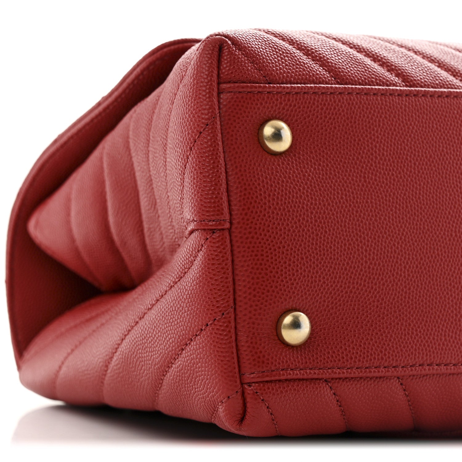 Chanel Caviar Chevron Quilted Small Coco Handle Flap Red 10 of 11