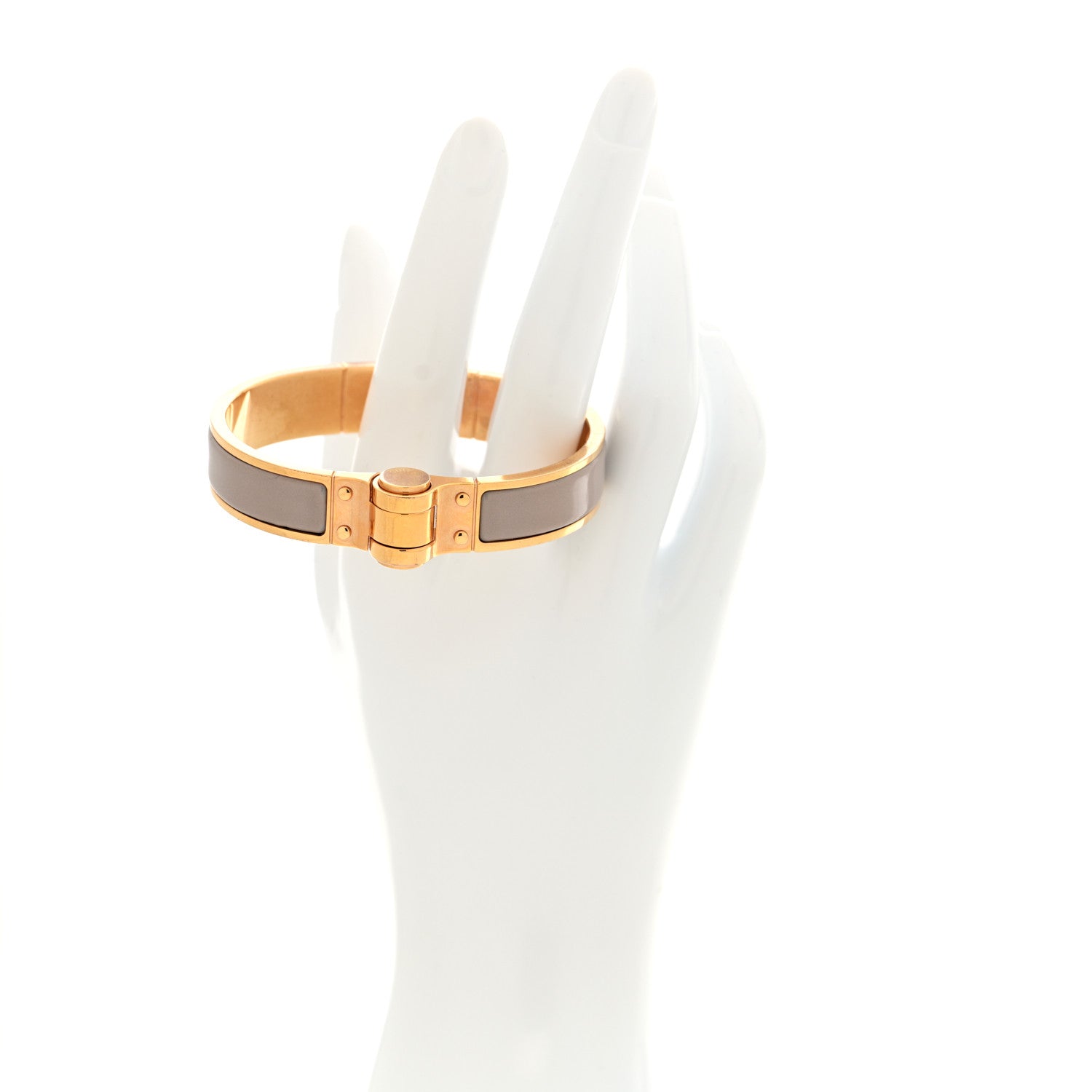 Hermes Enamel Charniere Uni Narrow Hinged Bracelet S Marron Glace 2 of 5