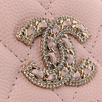 Chanel Caviar Quilted Crystal CC Large Gusset Flap Wallet Pink 11 of 12