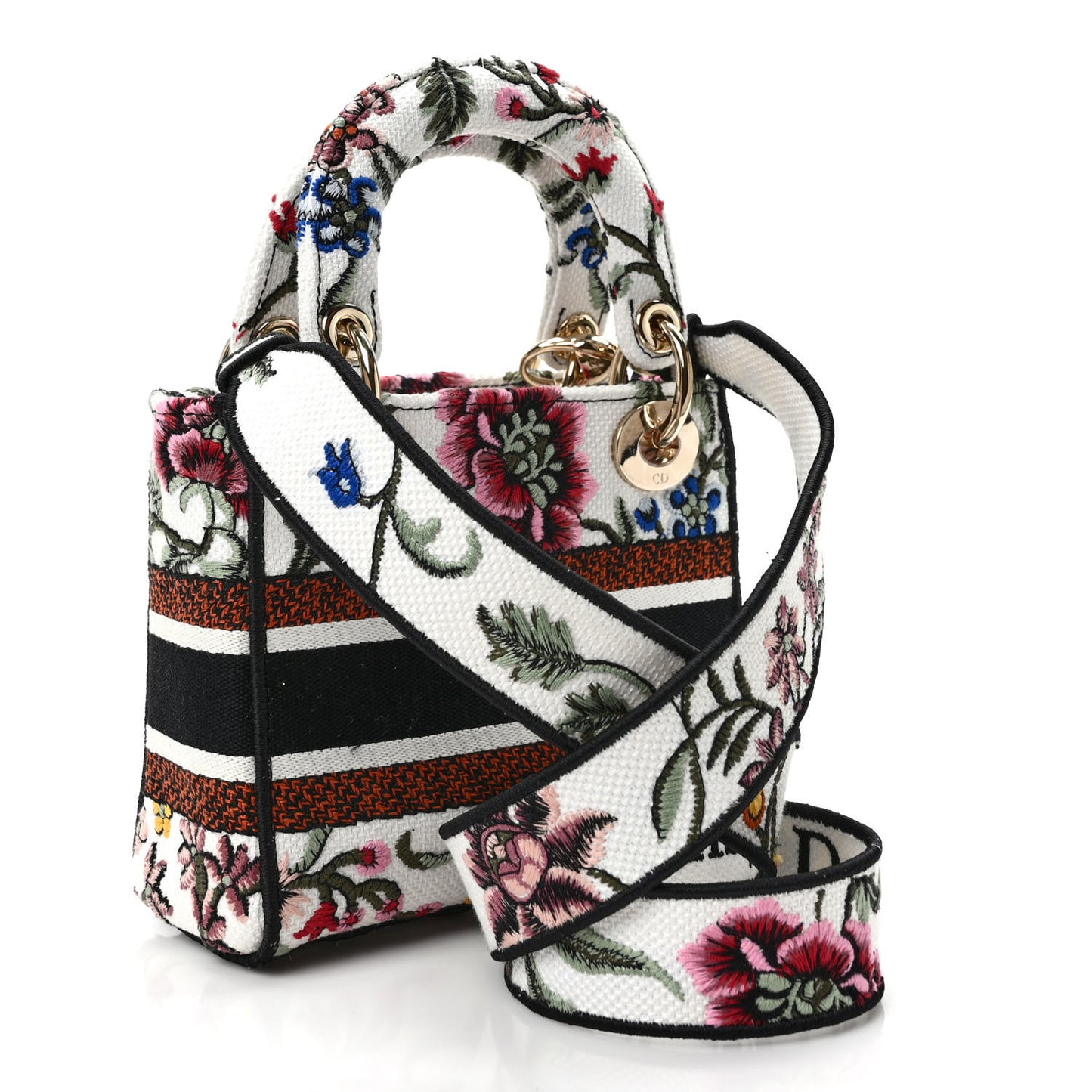 Canvas Petites Fleurs Embroidered Mini Lady D-Lite White Multicolor