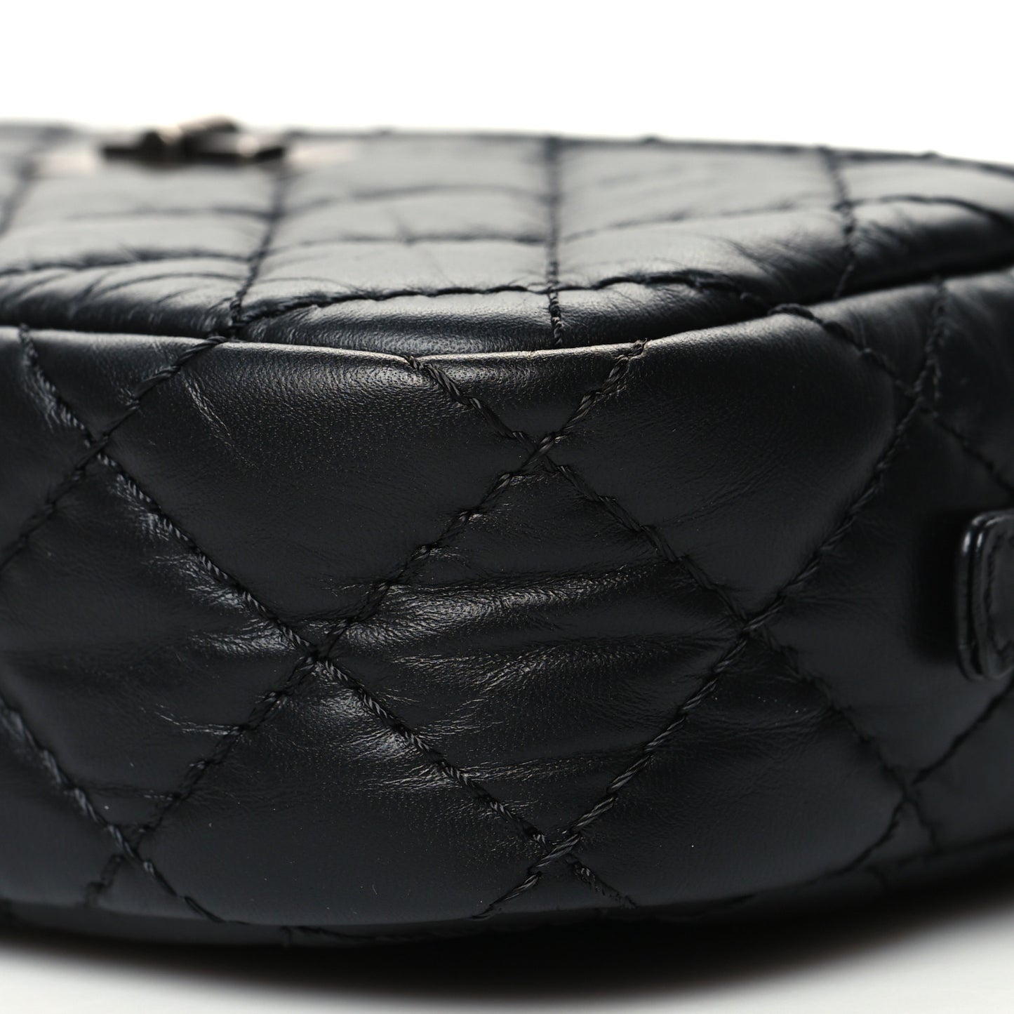 Aged Calfskin Quilted Mini Reissue Camera Case Black