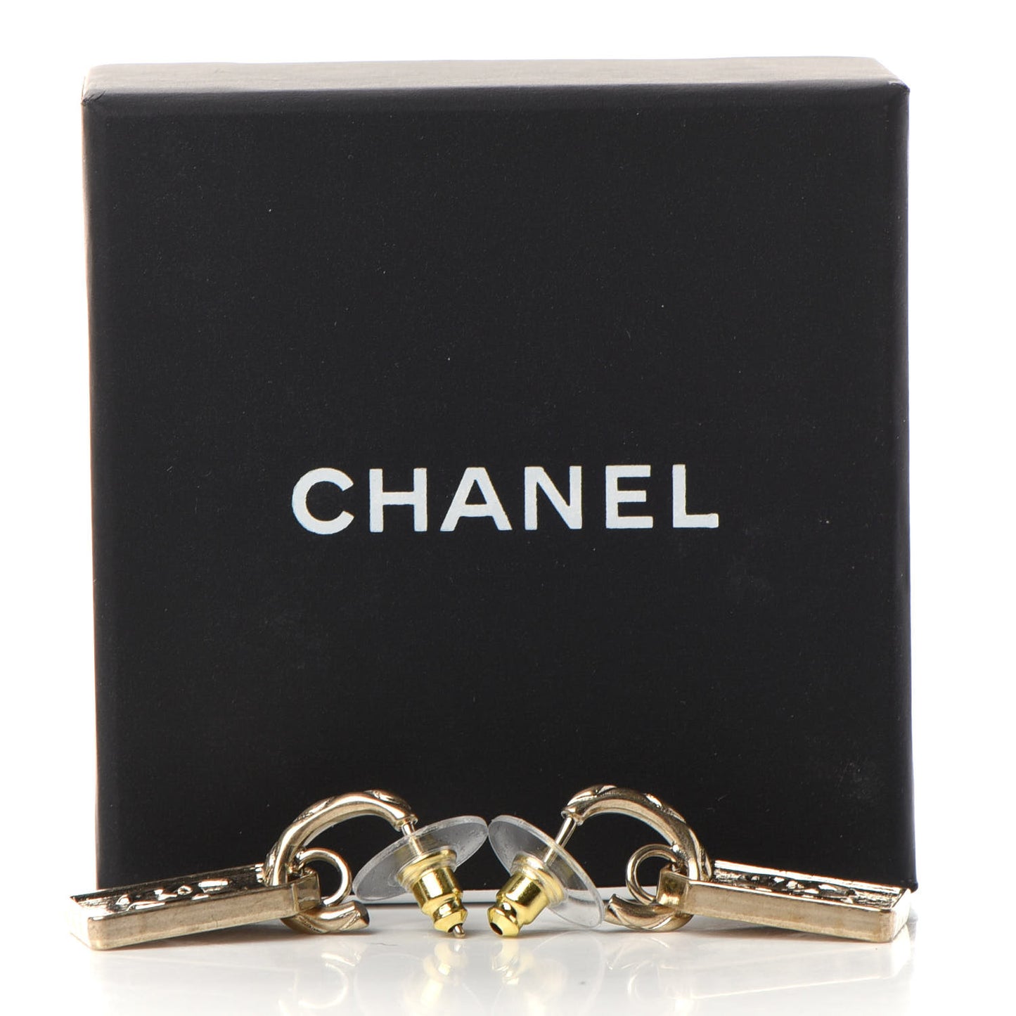 CC Tag Drop Earrings Gold