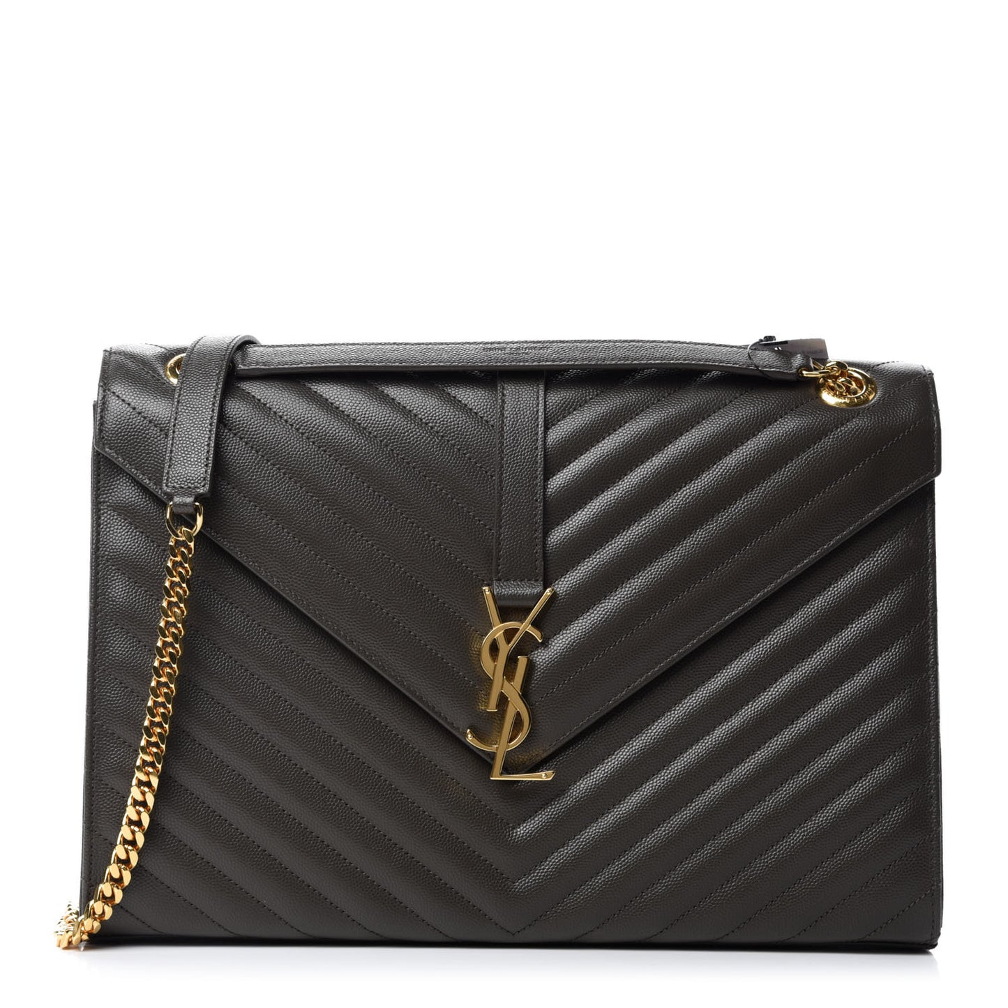 Grain De Poudre Matelasse Chevron Large Monogram Satchel Bronze