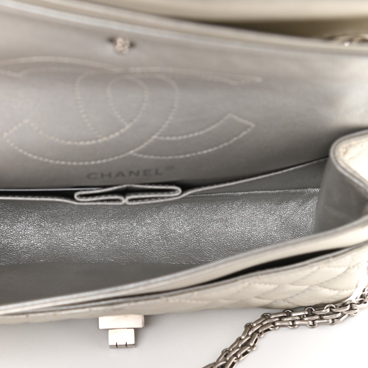 Metallic Lambskin Quilted 2.55 Reissue 225 Flap Silver
