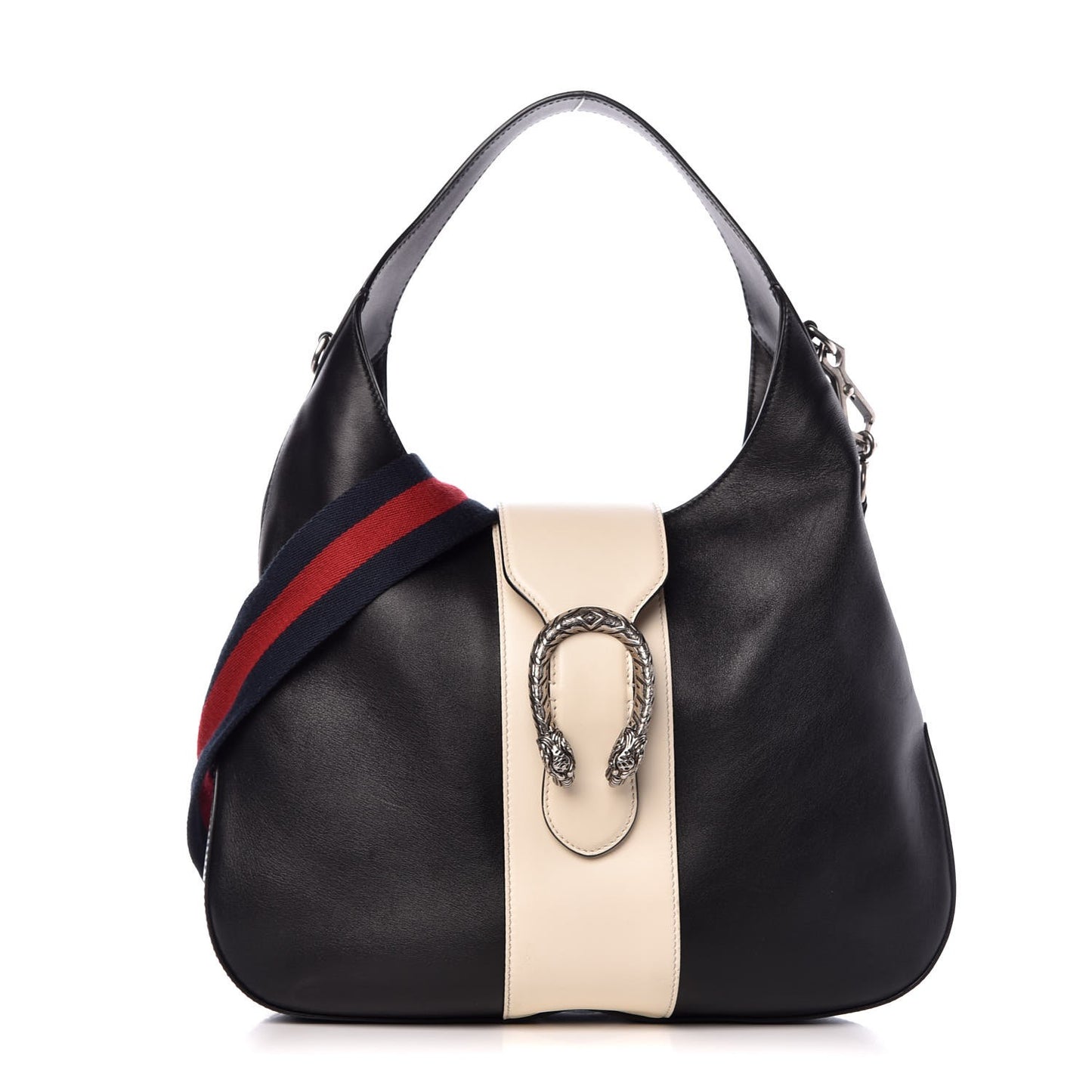 Calfskin Web Medium Dionysus Hobo Black White