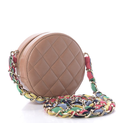 Chanel Shiny Lambskin Ribbon Quilted Round Clutch With Chain Brown 3 of 10
