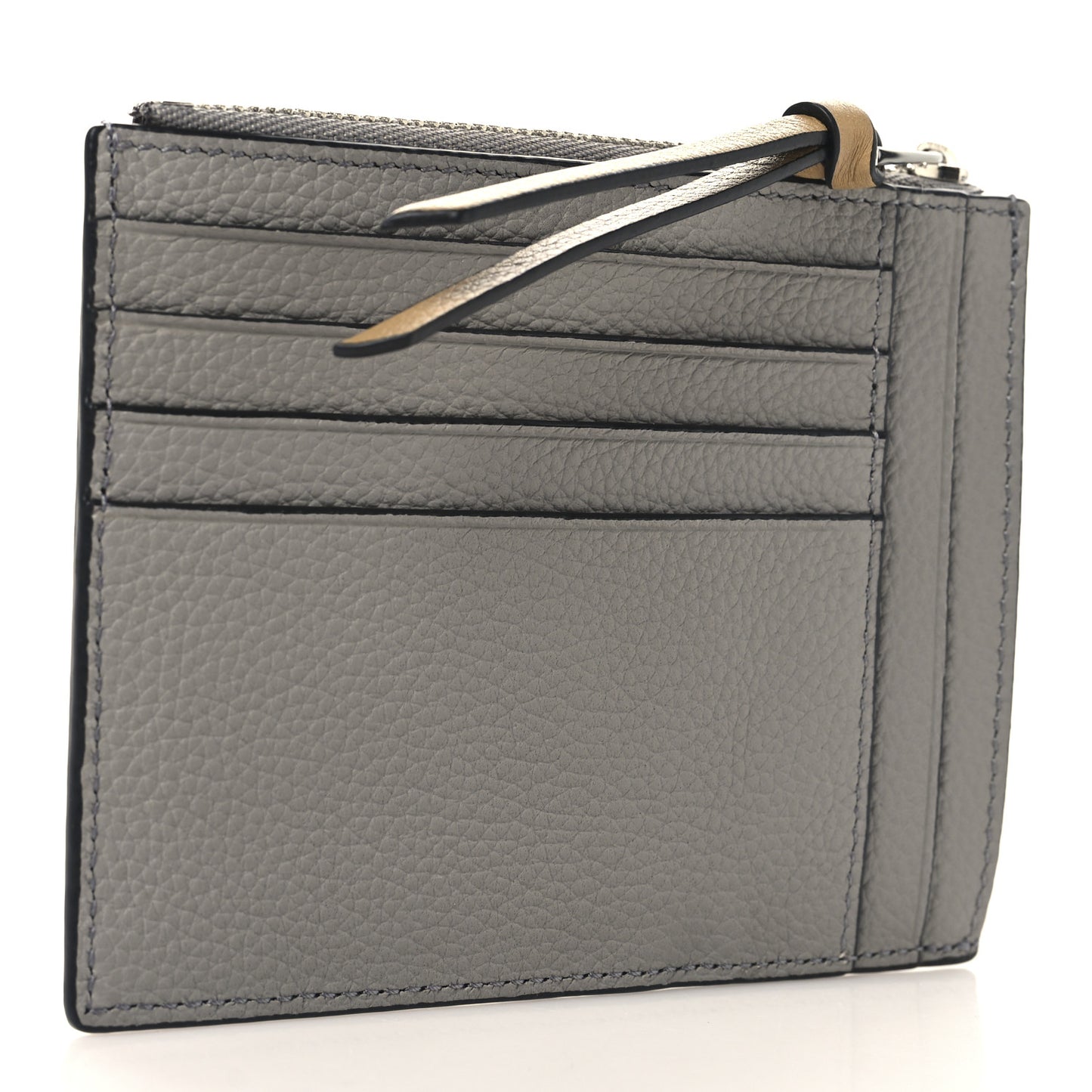 Soft Grained Calfskin Large Square Coin Cardholder Stone Blue Pearl Grey