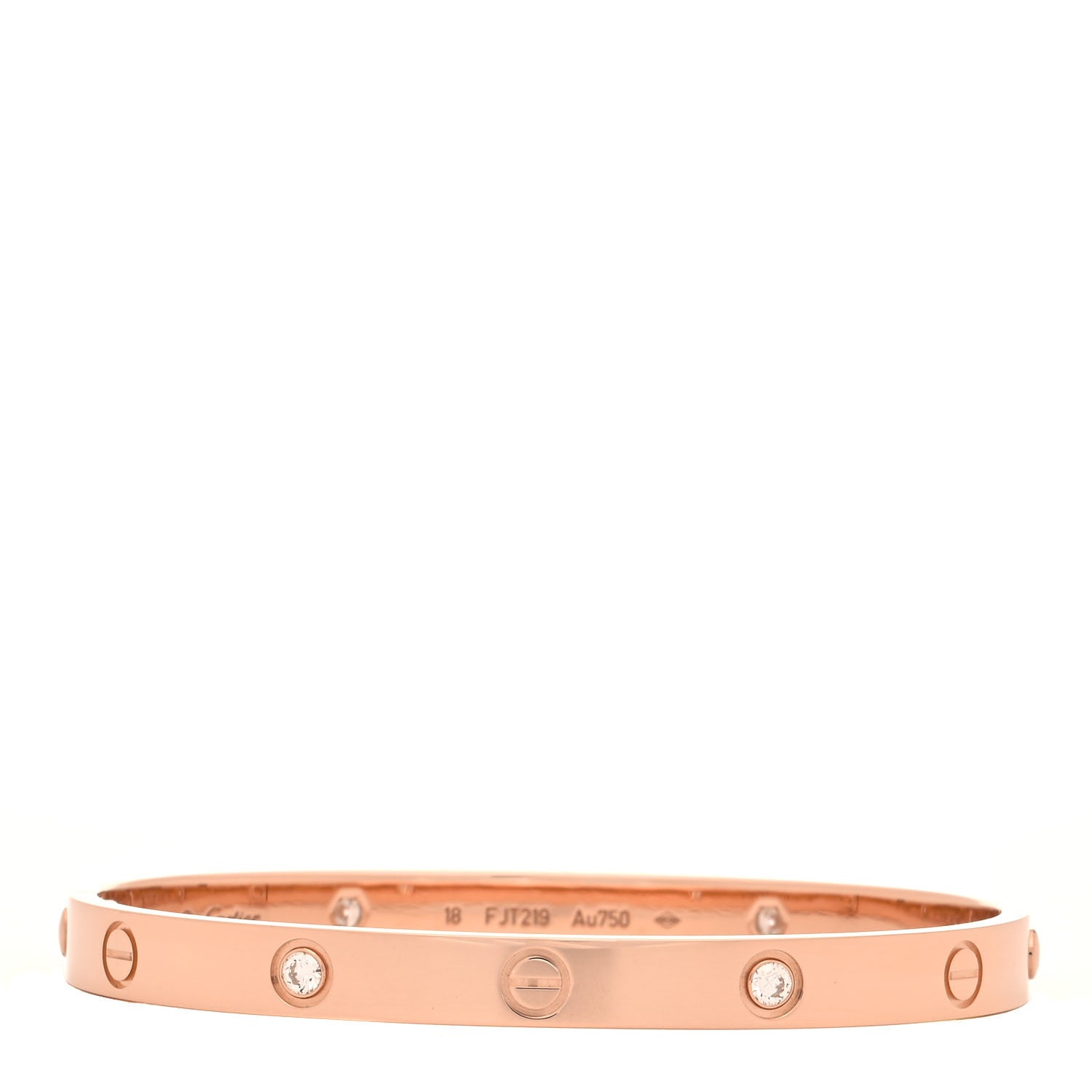 Cartier 18K Pink Gold 4 Diamond LOVE Bracelet 18 1 of 4