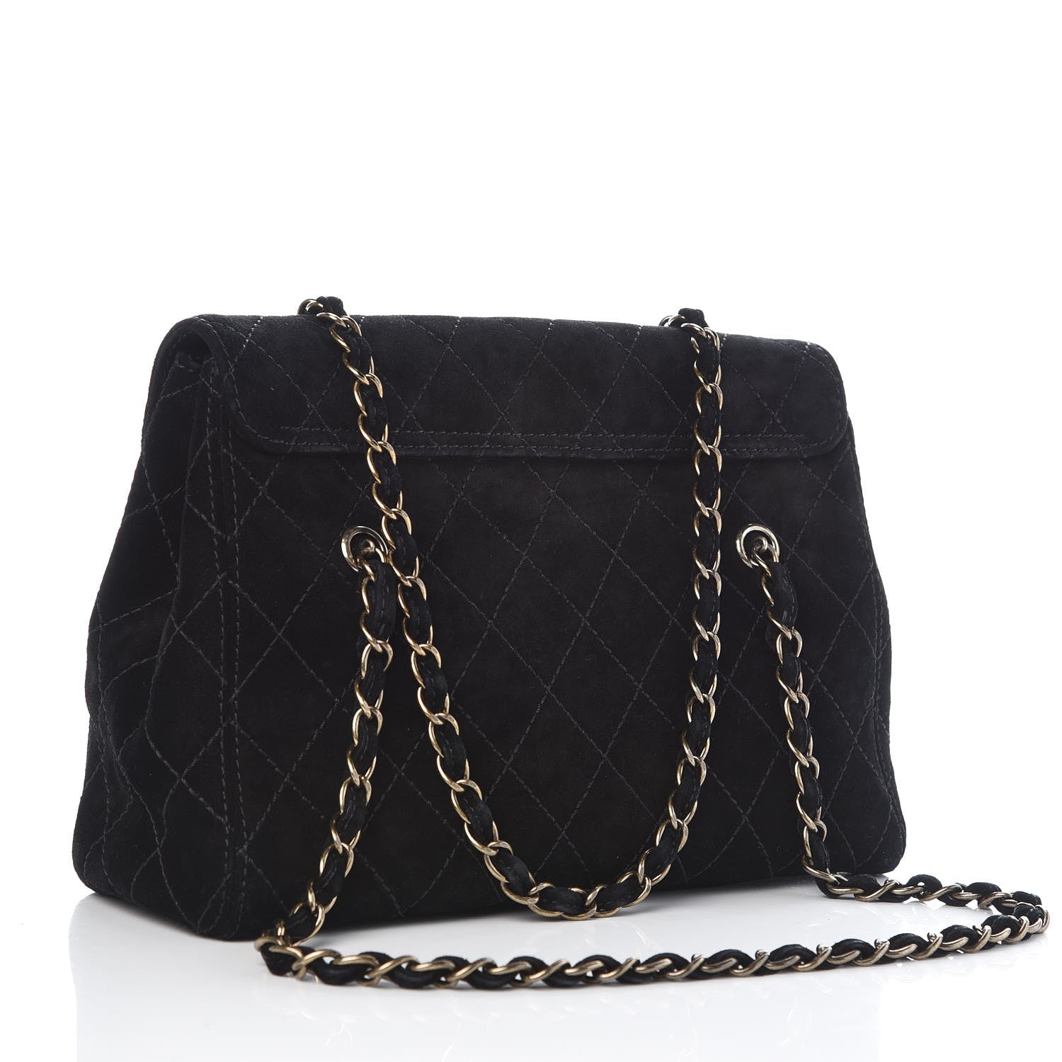 Chanel Suede Diamond Stitched Flap Bag Black 3 of 9