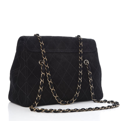 Chanel Suede Diamond Stitched Flap Bag Black 3 of 9