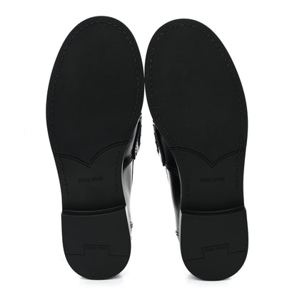 Miu Miu Spazzolato Penny Loafers 38 Black 6 of 10