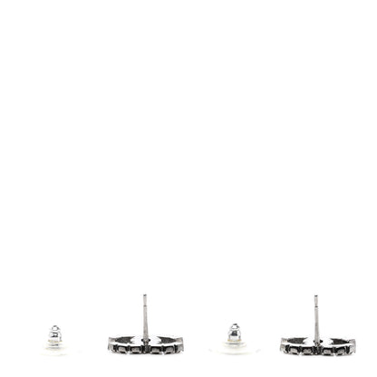 Chanel Ruthenium Crystal CC Earrings Silver Black 3 of 5
