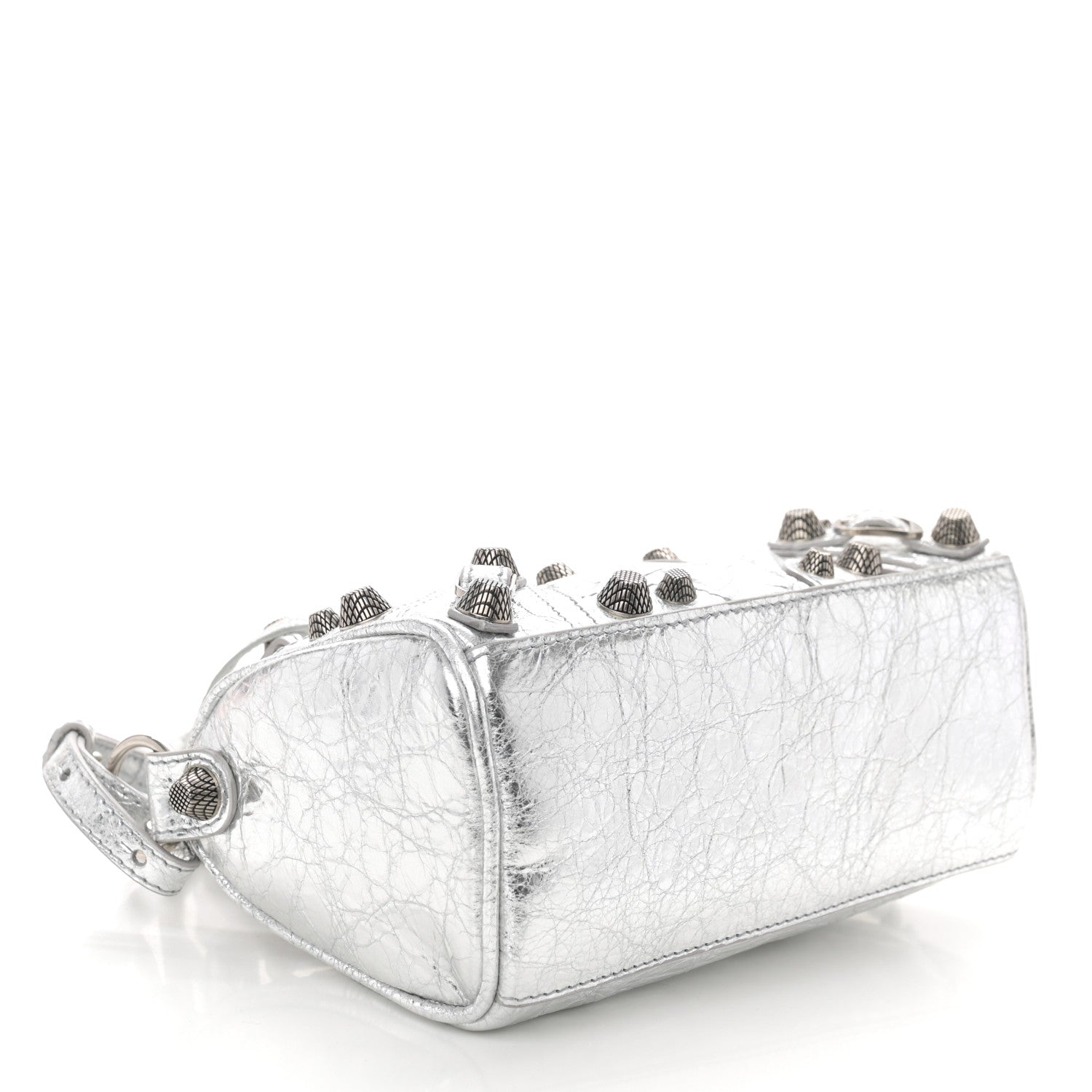 Balenciaga Agneau Arena Crystal Neo Nano Cagole Handbag Silver 5 of 10