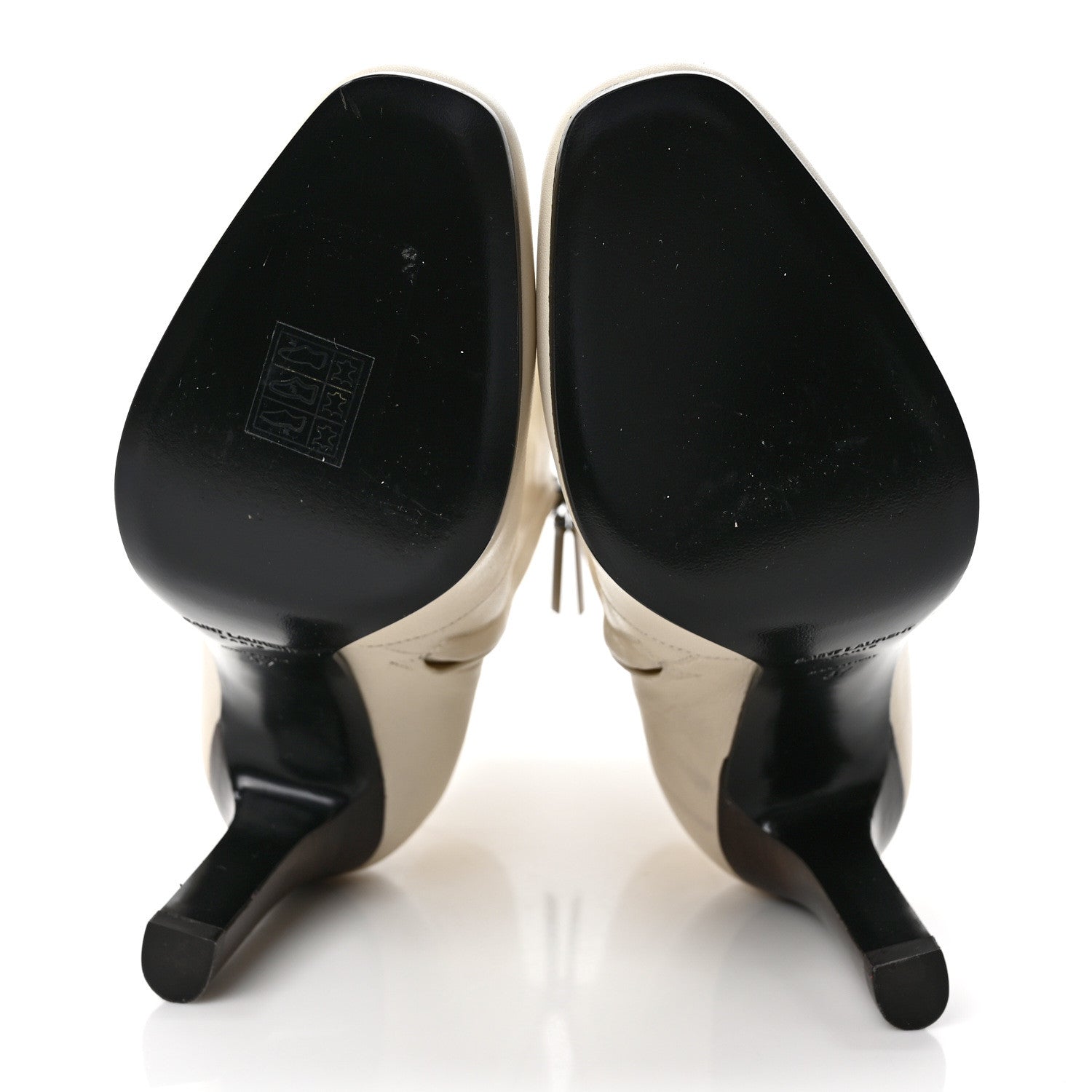 Saint Laurent Calfskin Jane 90 Zip Booties 37 Biege 5 of 7
