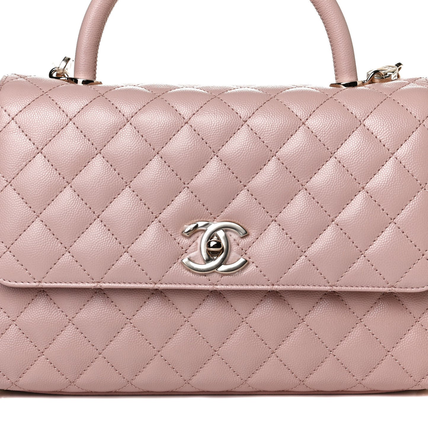 Caviar Quilted Small Coco Handle Flap Light Pink
