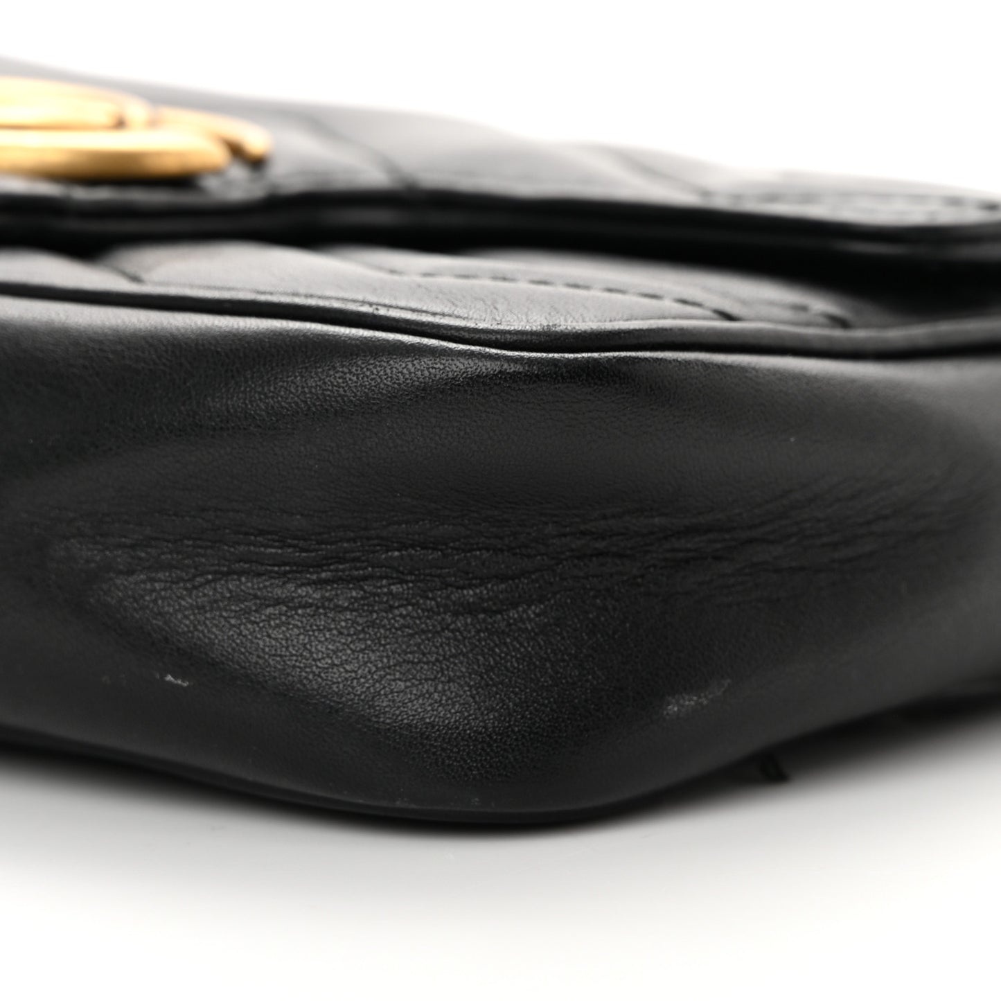 Calfskin Matelasse Super Mini GG Marmont Shoulder Bag Black