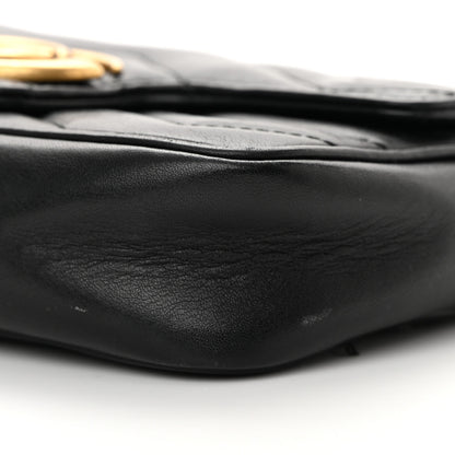 Gucci Calfskin Matelasse Super Mini GG Marmont Shoulder Bag Black 10 of 16