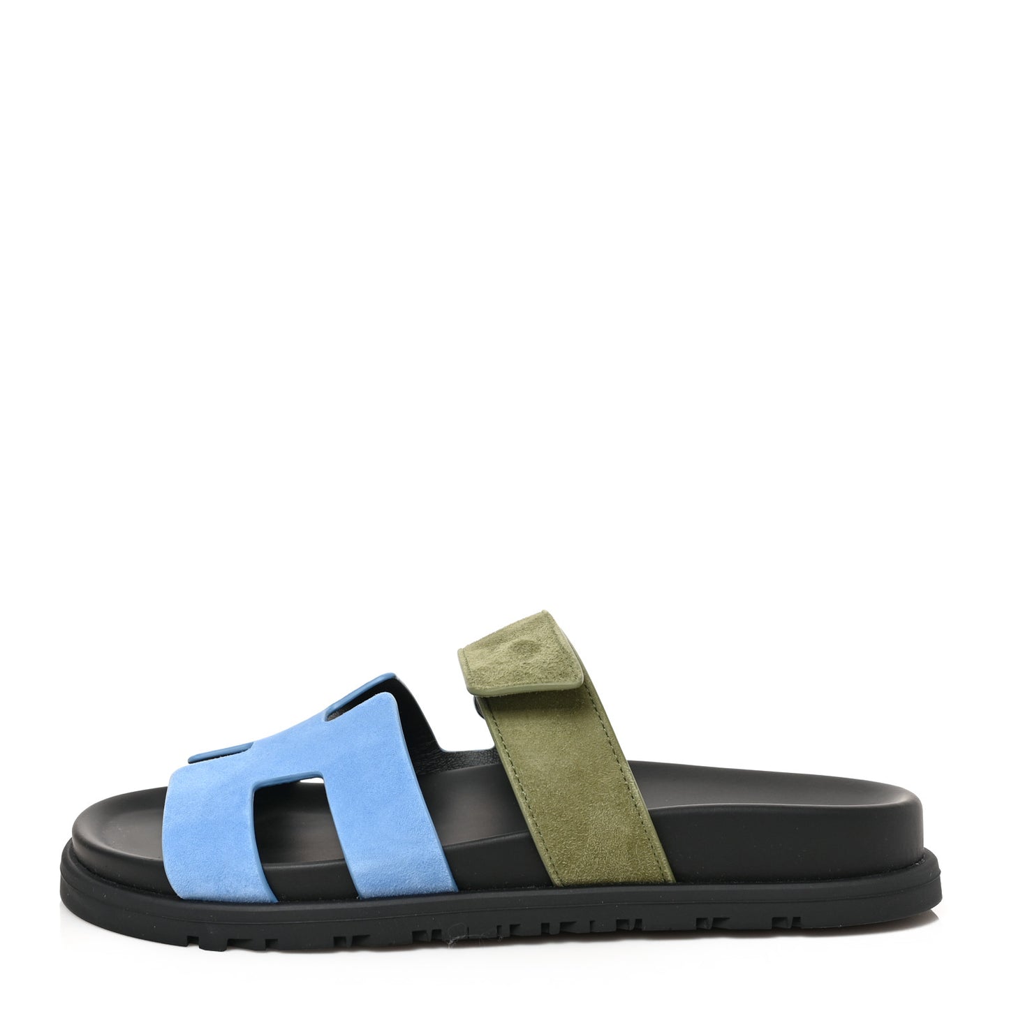 Suede Goatskin Womens Chypre Sandals 37 Bleu Cameo Vert