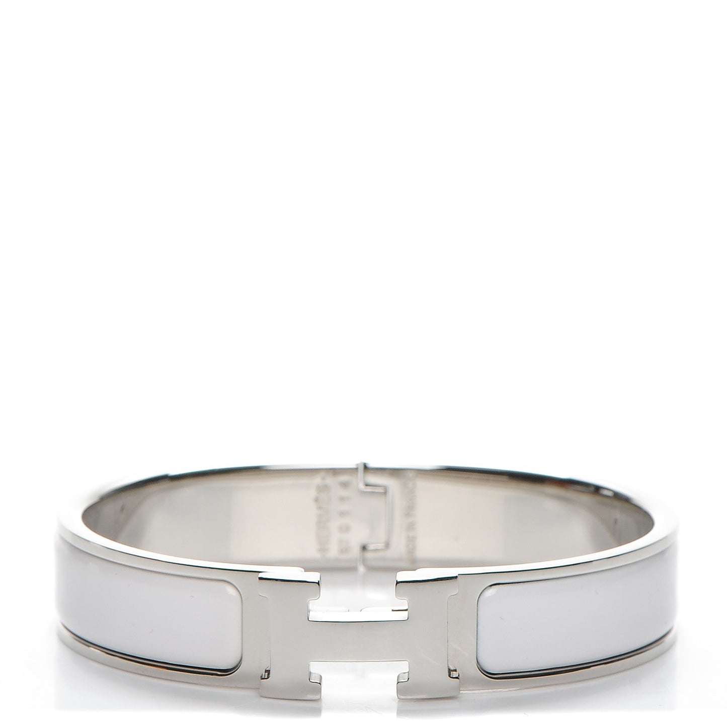 Enamel Narrow Clic Clac H Bracelet PM White