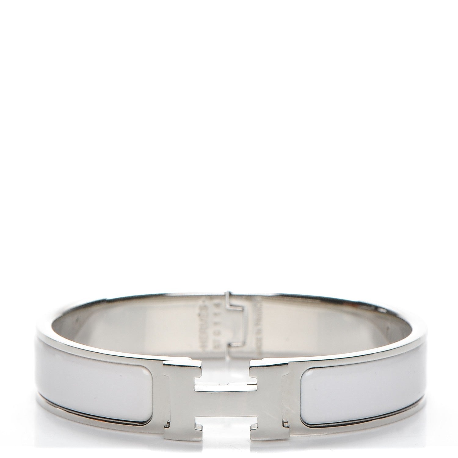 Hermes Enamel Narrow Clic Clac H Bracelet PM White 1 of 5