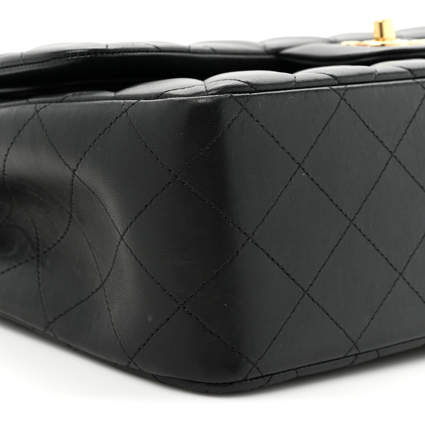 Lambskin Quilted Jumbo Double Flap Black