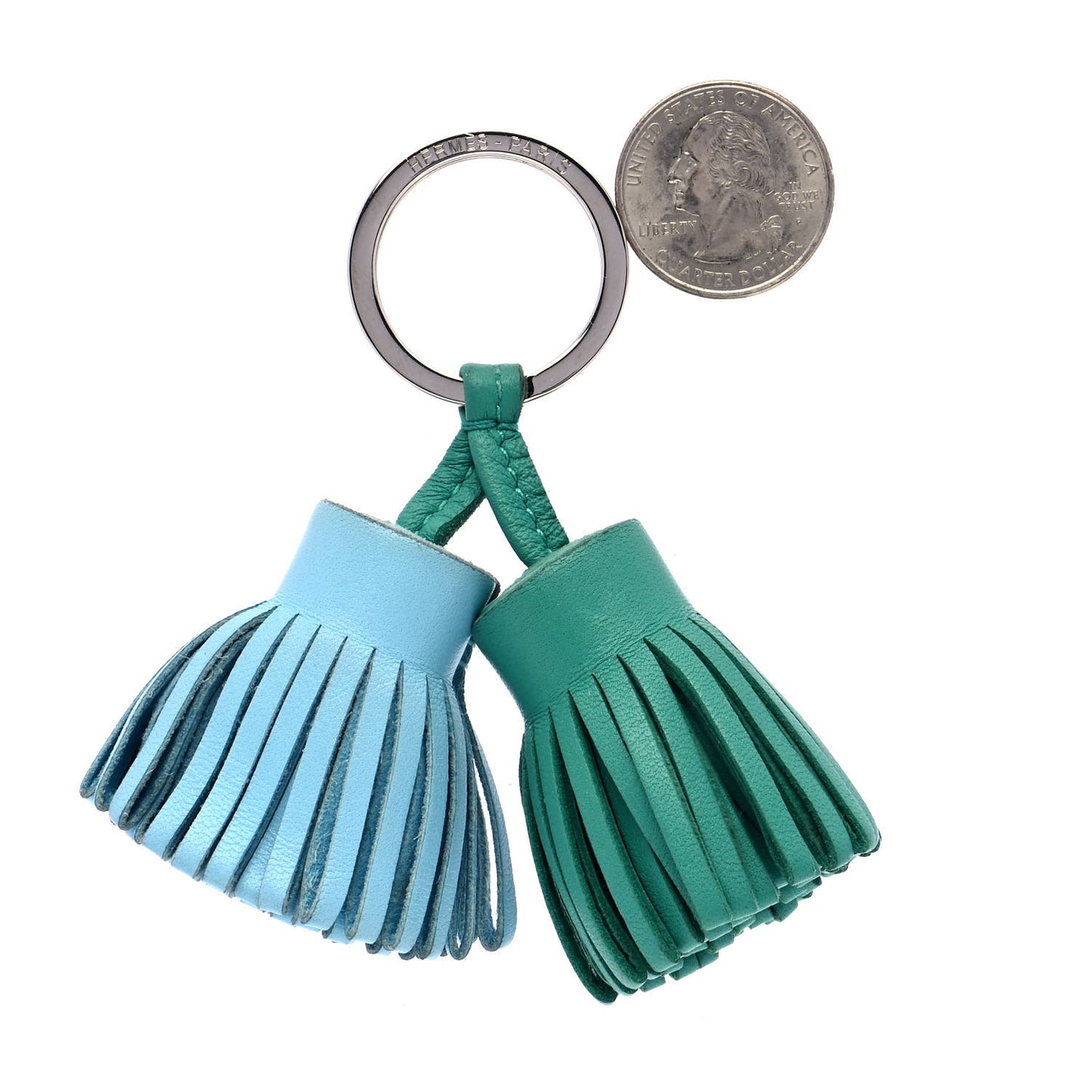 Lambskin Carmen Uno-Dos Key Holder Bleu Brume Menthe