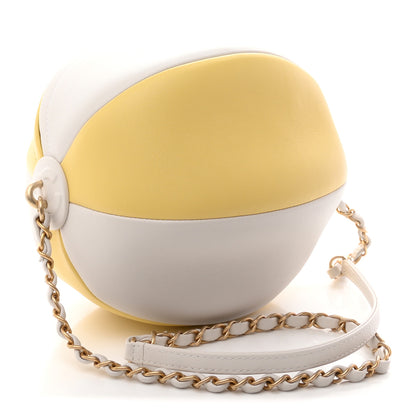 Chanel Calfskin Coco Beach Ball Bag White Yellow 3 of 10