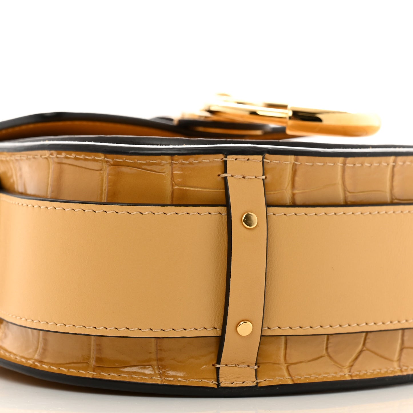 Calfskin Crocodile Embossed Small Tess Bag Honey Gold