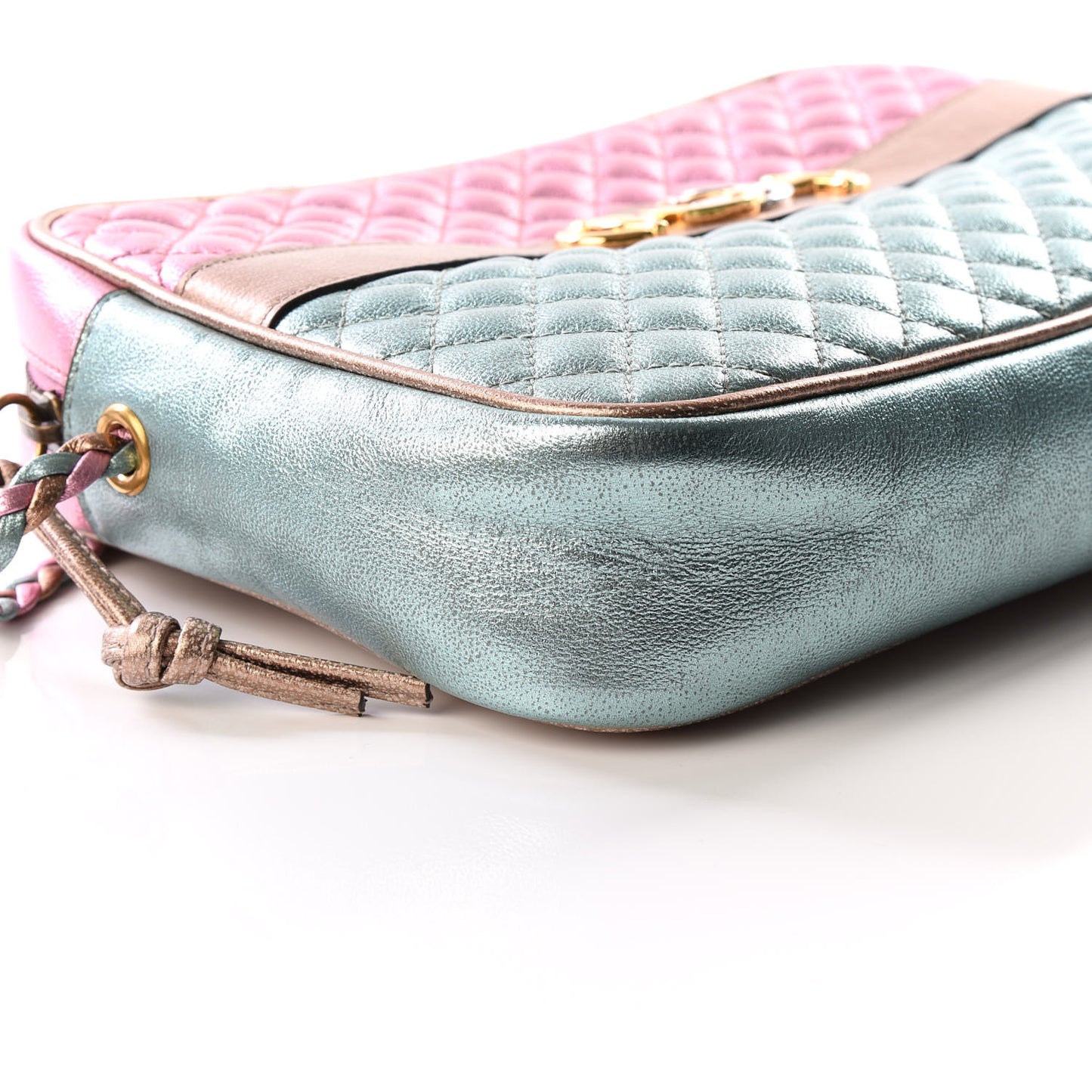 Laminated Nappa Trapuntata Small Zumi Shoulder Bag Rosa Lago Rame