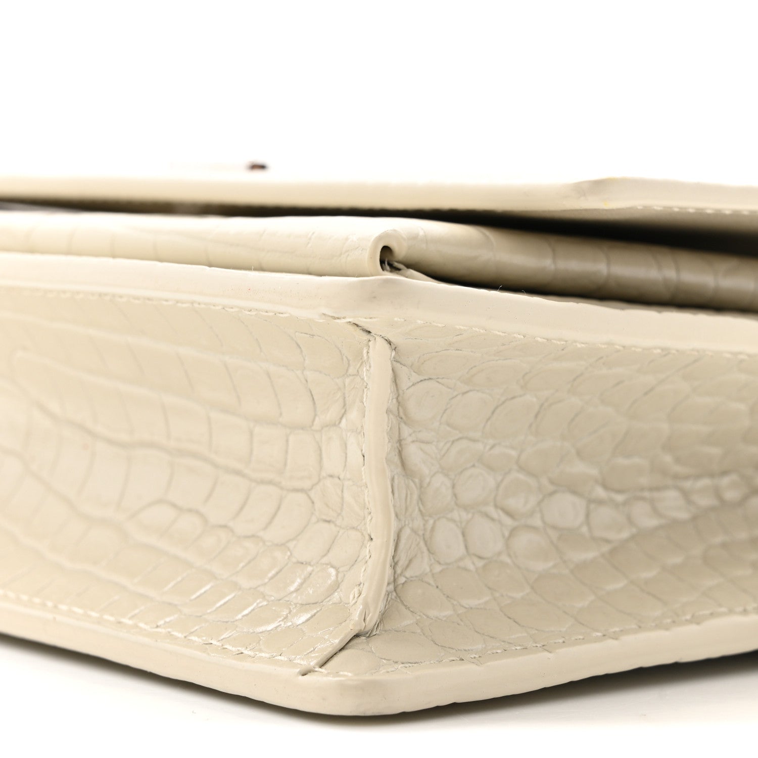 Saint Laurent Calfskin Crocodile Embossed Monogram Sunset Chain Wallet Blanc Vintage 9 of 13