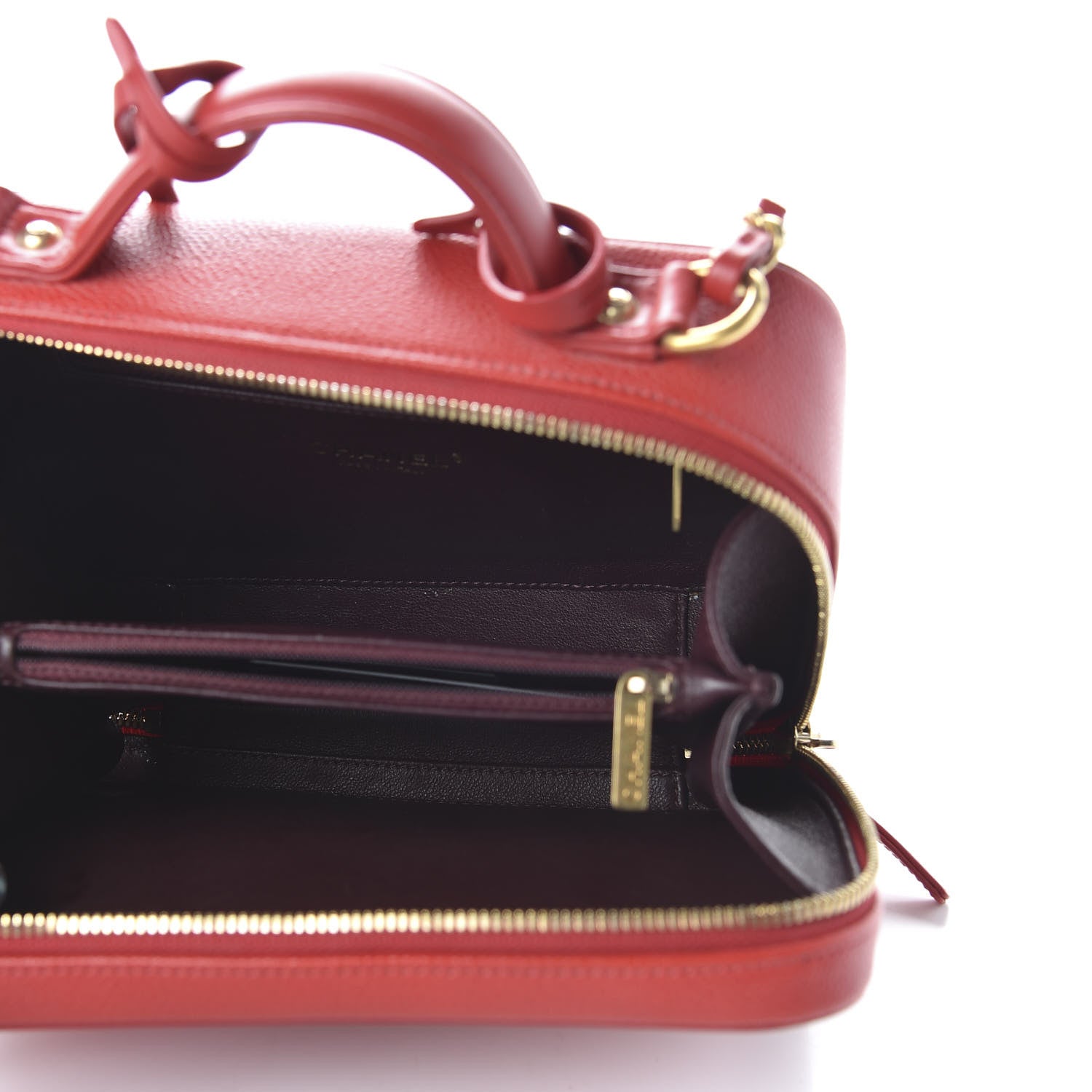 Chanel Caviar Quilted Medium CC Filigree Vanity Case Red 5 of 10
