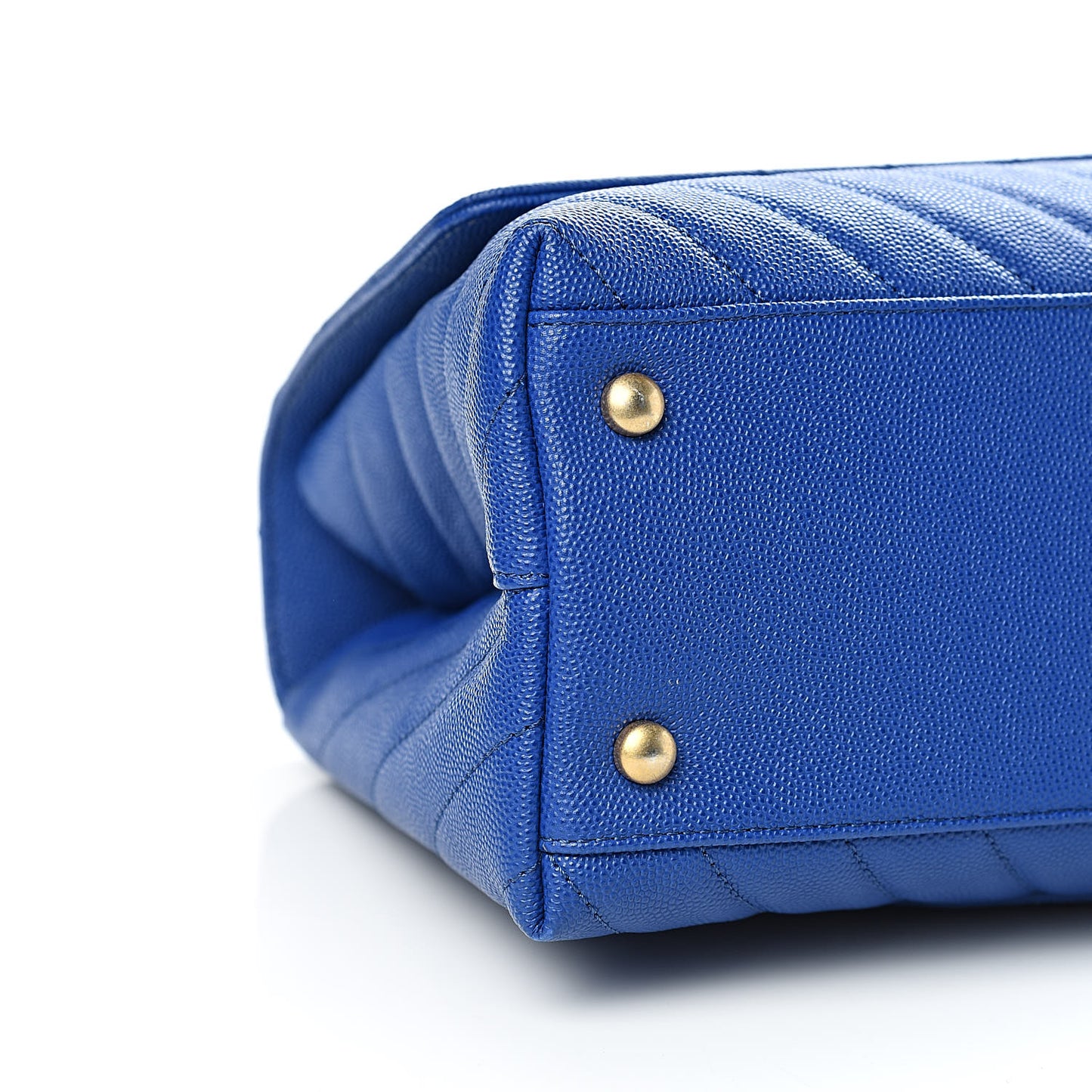 Caviar Chevron Quilted Small Coco Handle Flap Blue