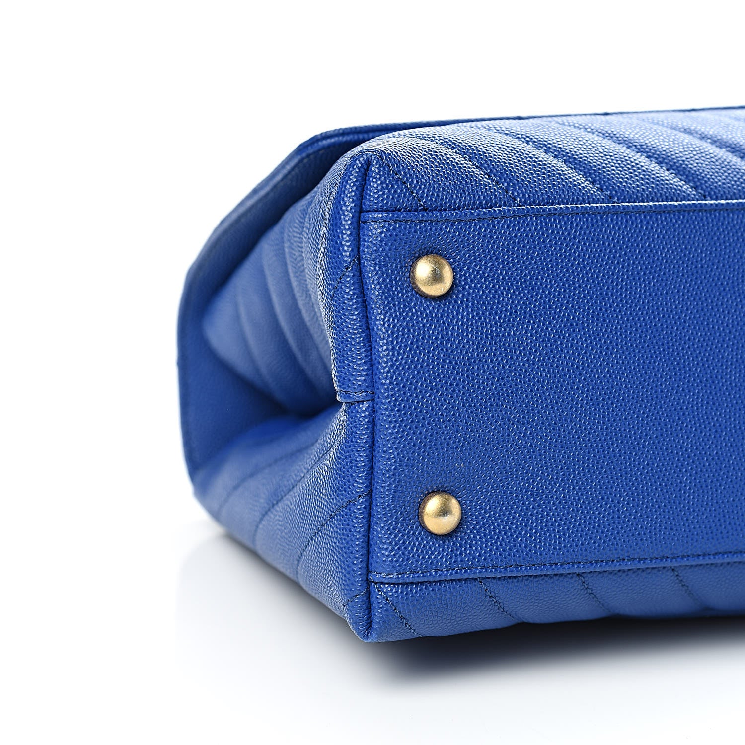 Chanel Caviar Chevron Quilted Small Coco Handle Flap Blue 9 of 11