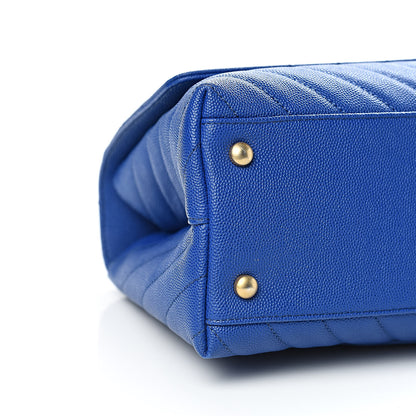 Chanel Caviar Chevron Quilted Small Coco Handle Flap Blue 9 of 11