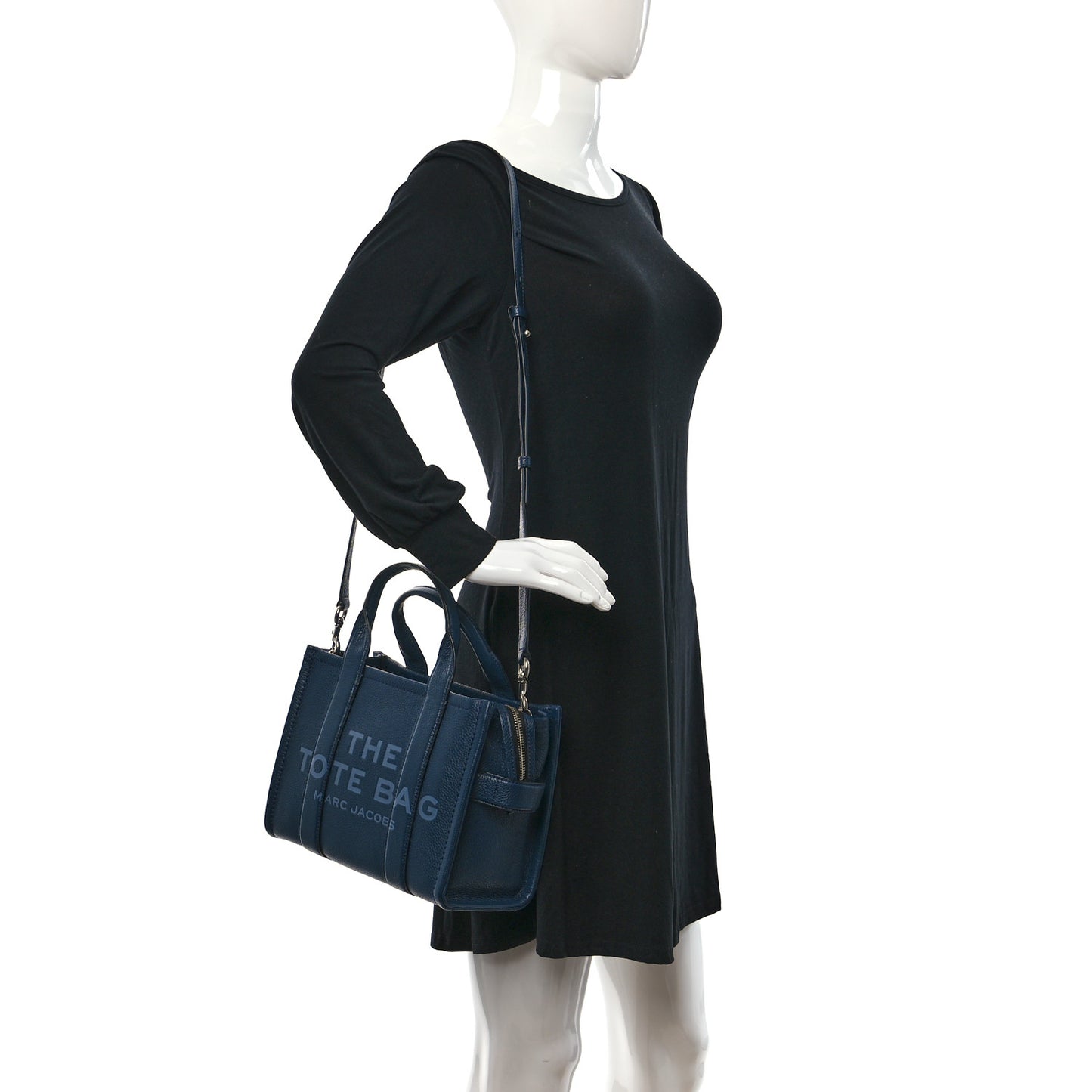 Grained Calfskin Small The Tote Bag Blue Sea