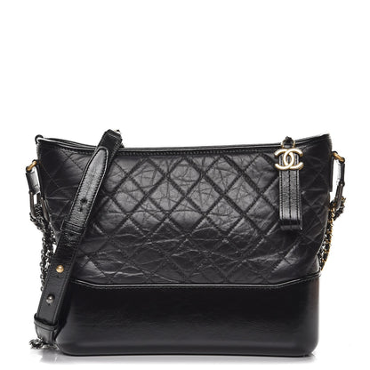 Chanel Aged Calfskin Quilted Medium Gabrielle Hobo Black 1 of 8